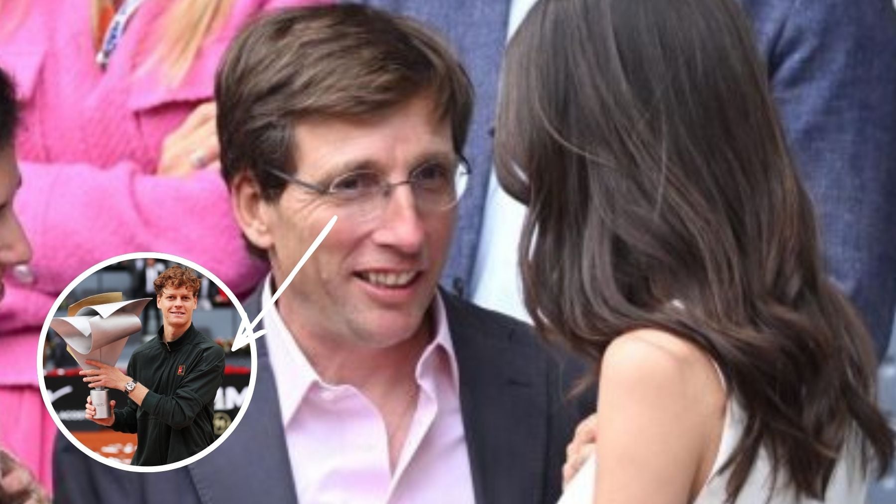 Almeida, con un ojo en el tenis y otro en la conversación con Sandra Gago en el Mutua Madrid Open
