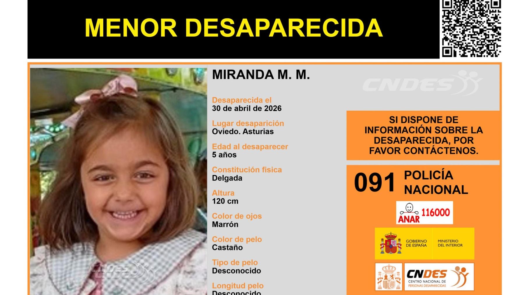 La Policía busca a Miranda, una niña de cinco años sustraída por sus padres biológicos en Oviedo