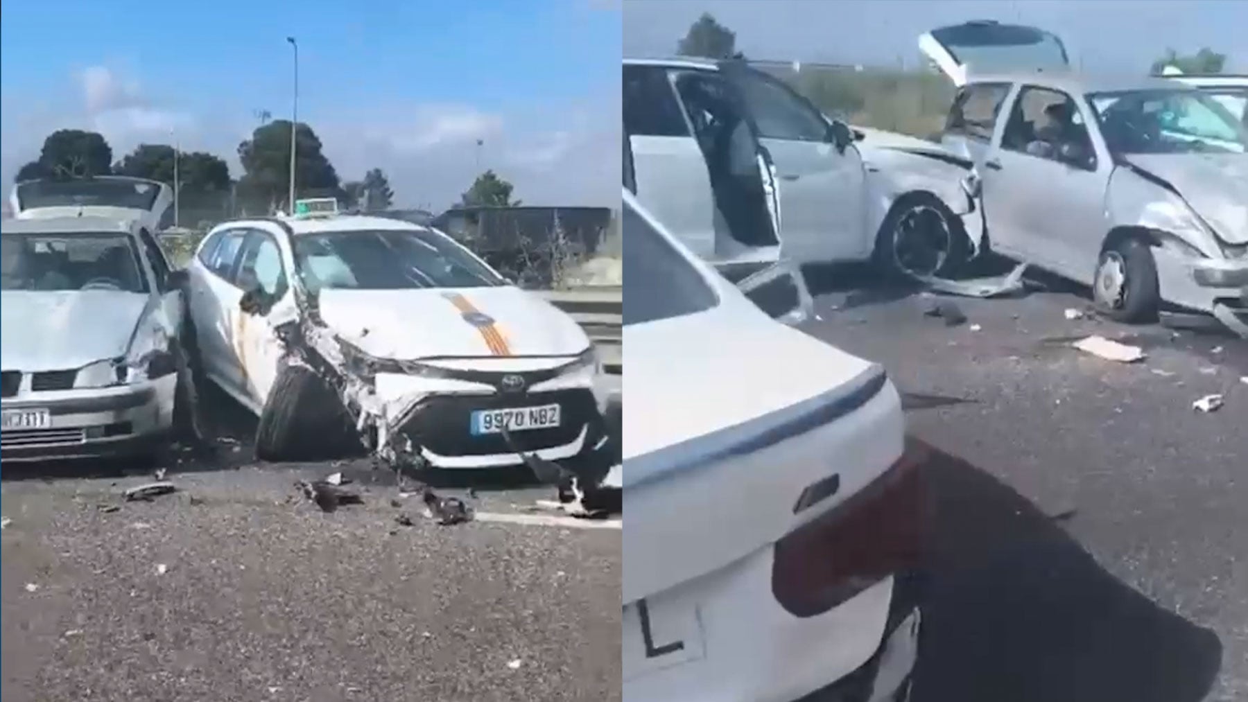 Un accidente en cadena entre cuatro vehículos deja seis heridos y un atasco kilométrico en la autopista de Llucmajor