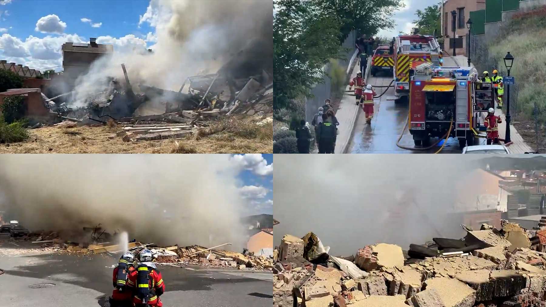 Un incendio provoca el derrumbe de varias viviendas en Morata de Tajuña (Madrid)