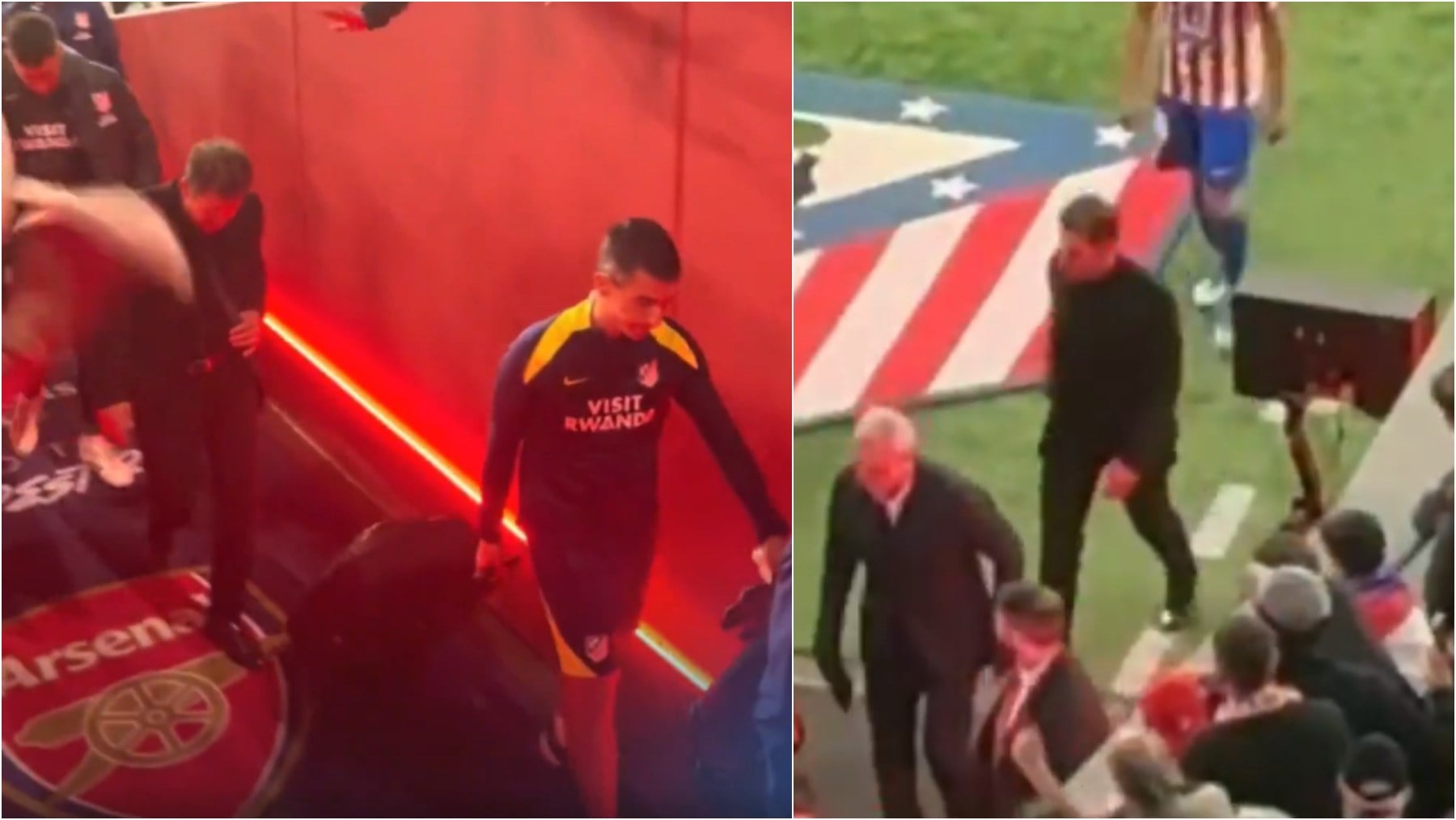 Simeone pisó el escudo del Arsenal días después de su bronca a Ben White por hacer lo mismo en el Metropolitano