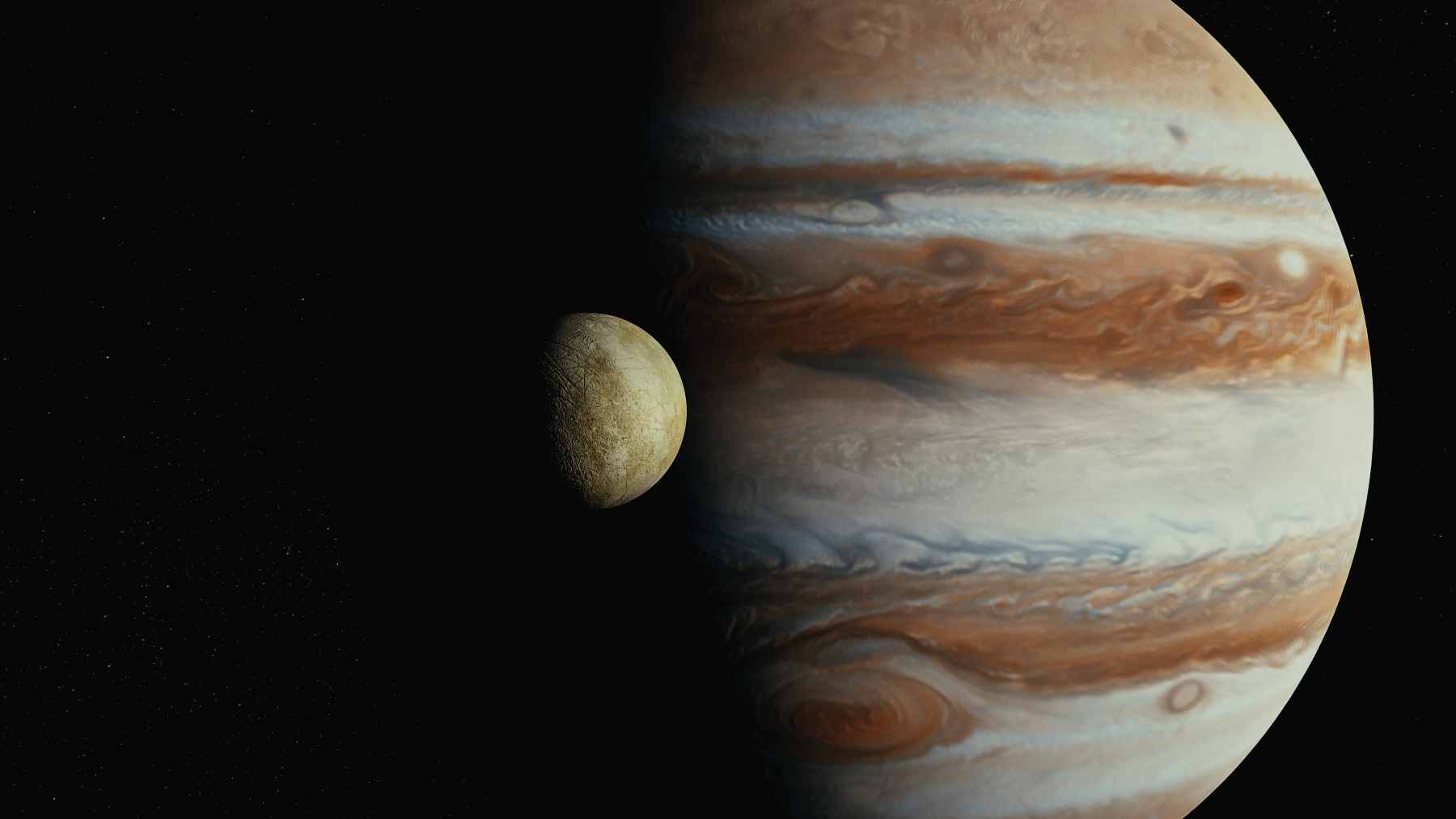 Luna y Júpiter.