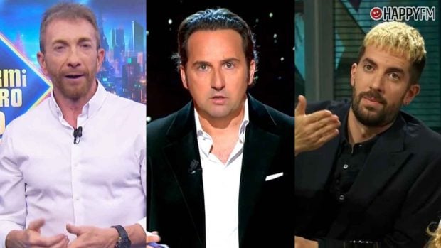 Pablo Motos, Iker Jim&eacute;nez y David Broncano (Atresmedia/Mediaset/RTVE).
