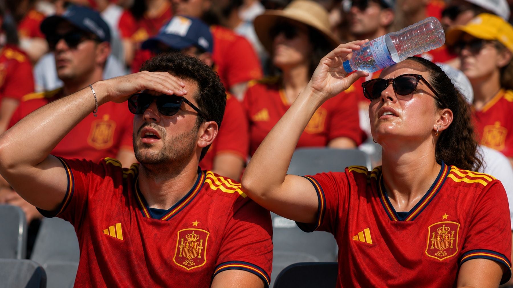 Jugadores y aficionados tendrán que soportar temperaturas muy elevadas durante el próximo Mundial. Generado por IA.