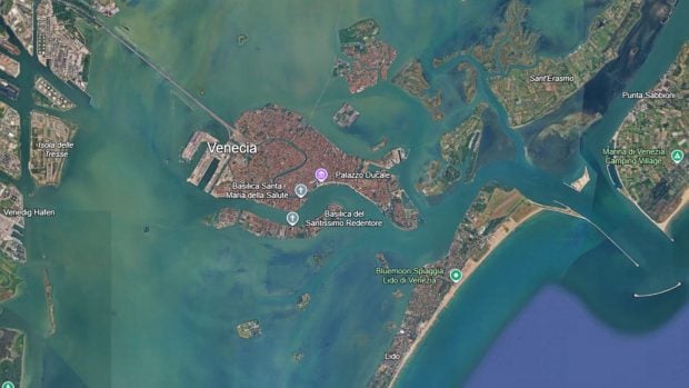 Venecia v&iacute;a sat&eacute;lite. Foto: Google Earth. 