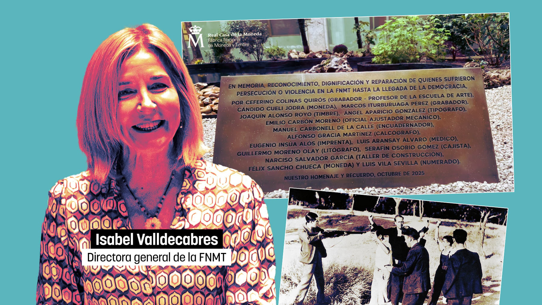 La presidenta de la Fábrica de Moneda homenajea al miliciano que asesinó al hijo de uno de sus antecesores