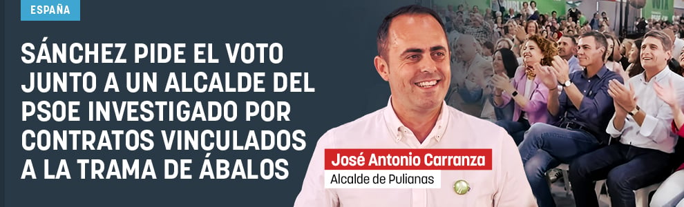 Sánchez pide el voto junto a un alcalde del PSOE investigado por contratos vinculados a la trama de Ábalos