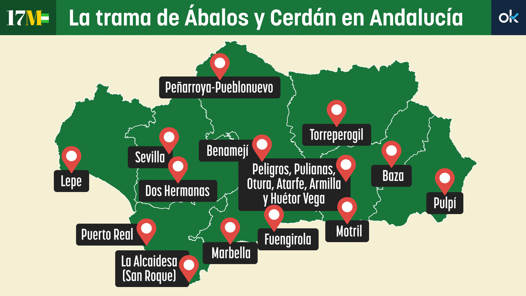 El mapa andaluz de los tentáculos de la trama de Ábalos y Cerdán con el PSOE al borde de la hecatombe electoral