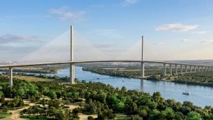 Recreación realizada con inteligencia artificial de cómo se vería el tramo atirantado del puente de Andalucía.