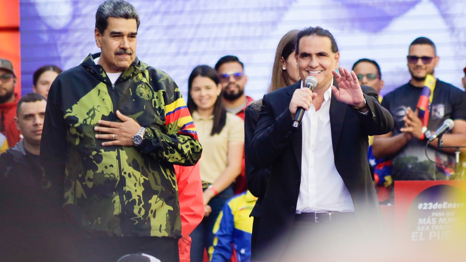 El narcodictador Nicolás Maduro con Alex Saab en Venezuela en 2024. (Foto: Getty Images)