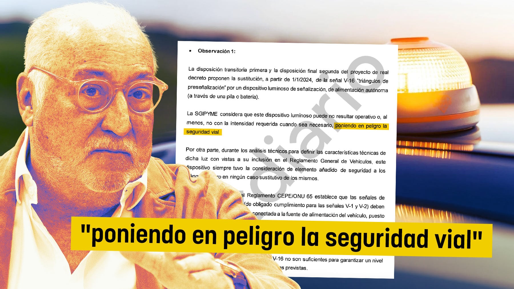 Industria advirtió a la DGT en 2019 de que el uso de la baliza V16 pone en peligro la seguridad vial