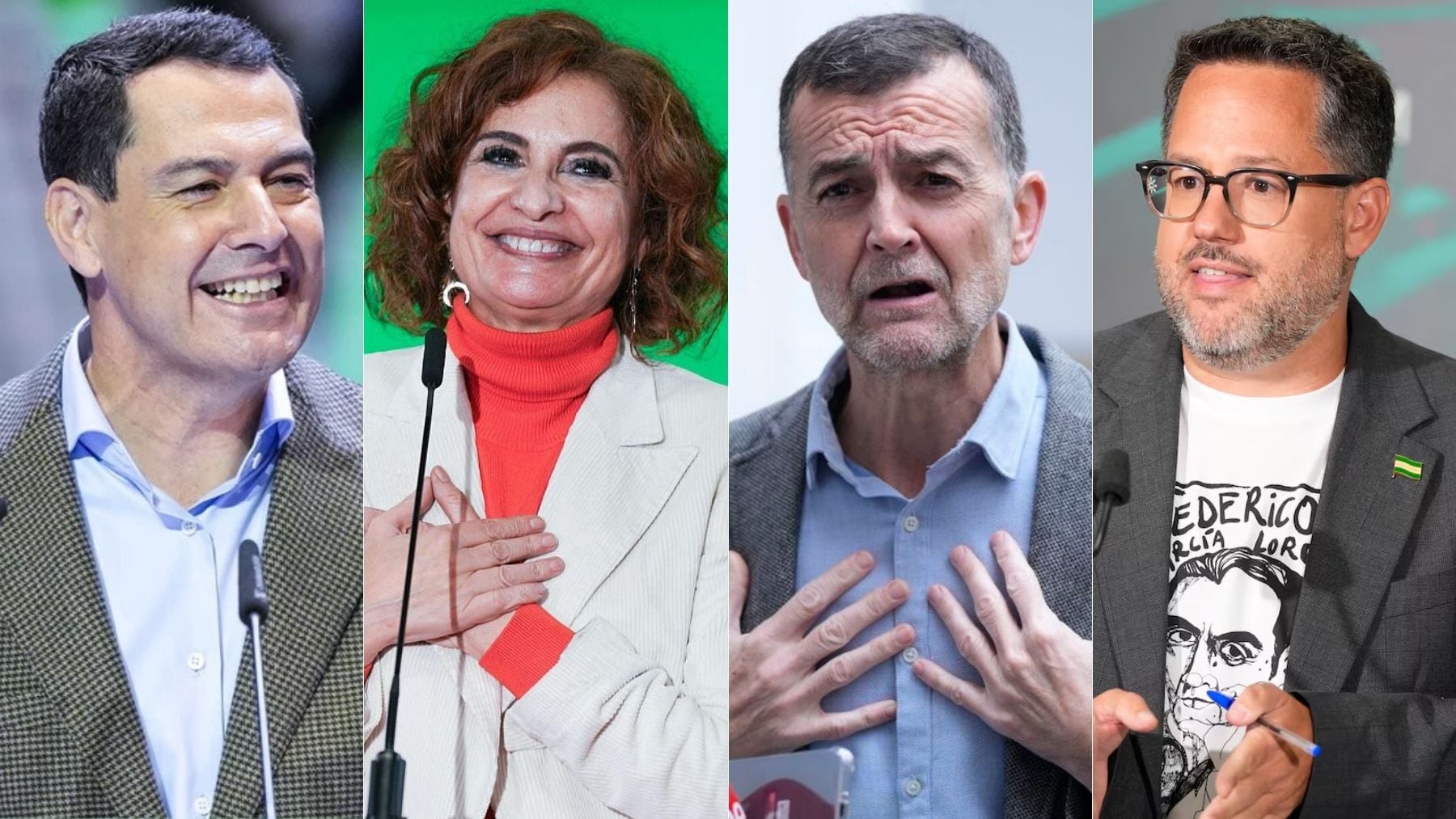 Juanma Moreno, María Jesús Montero, Antonio Maíllo y José Ignacio García. (E.P. / EFE)