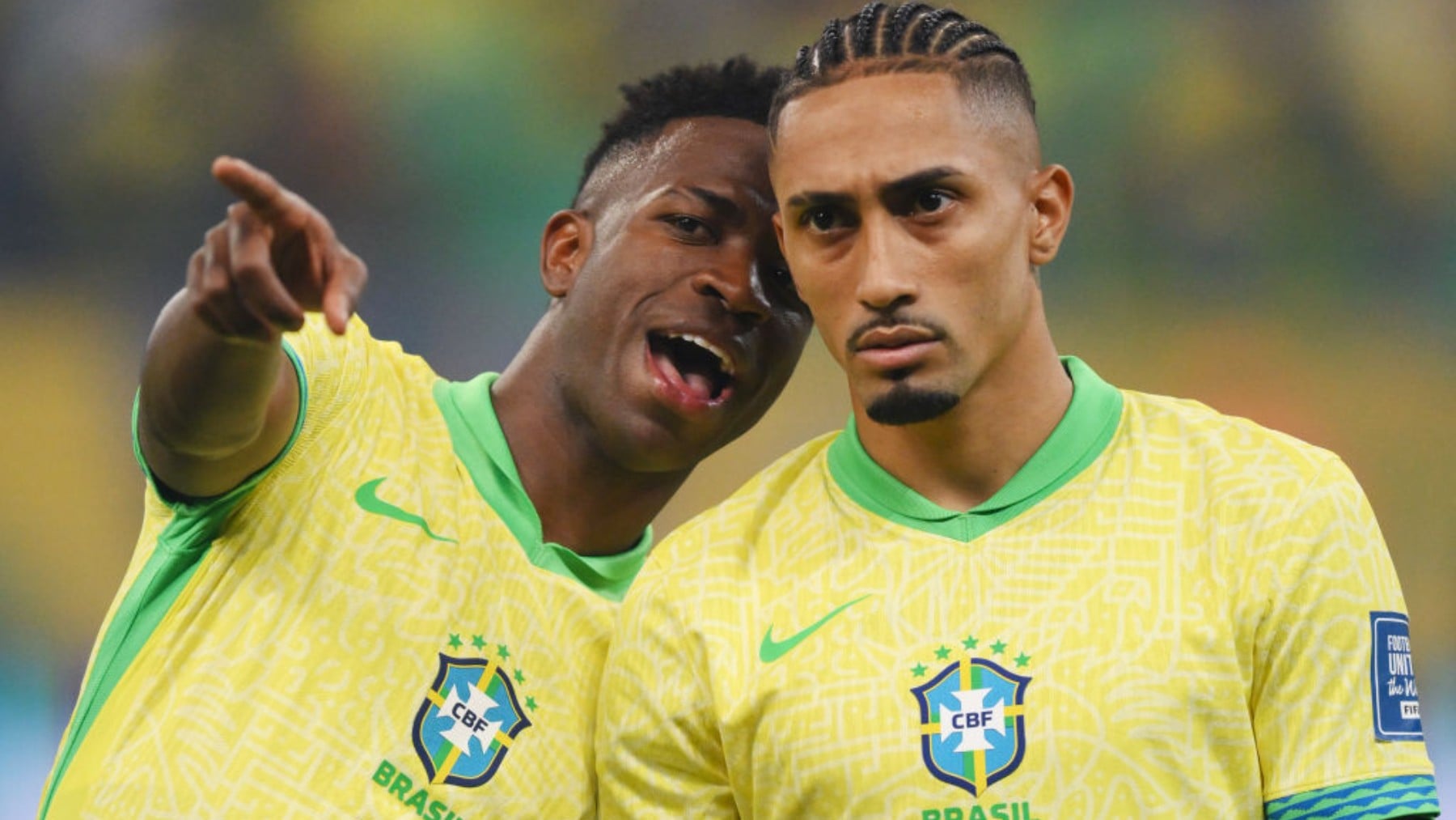 Vinicius y Raphinha con Brasil. (Getty)