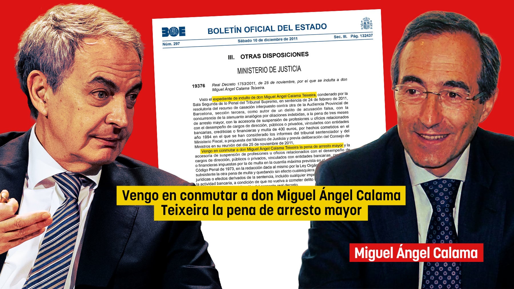 Zapatero indultó en 2011 al hermano del juez Calama que le ha imputado por corrupción, ex directivo de Banesto