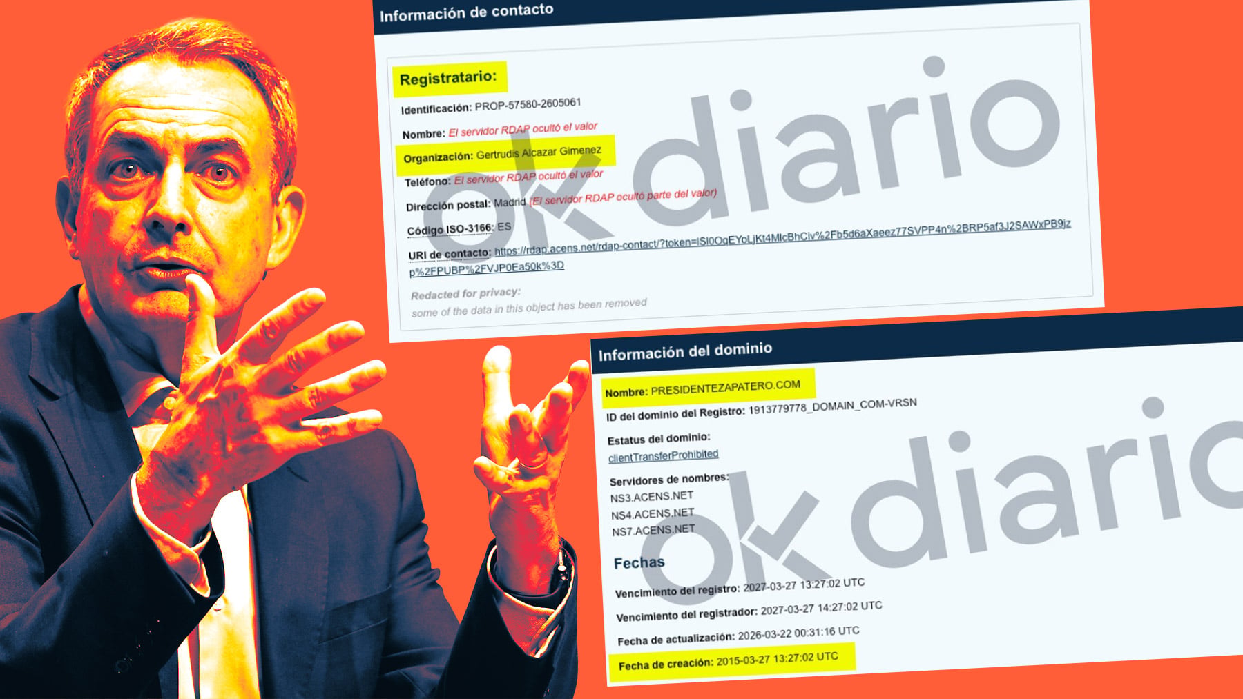 La secretaria de Zapatero registró en 2015 el principal correo de la trama con el dominio