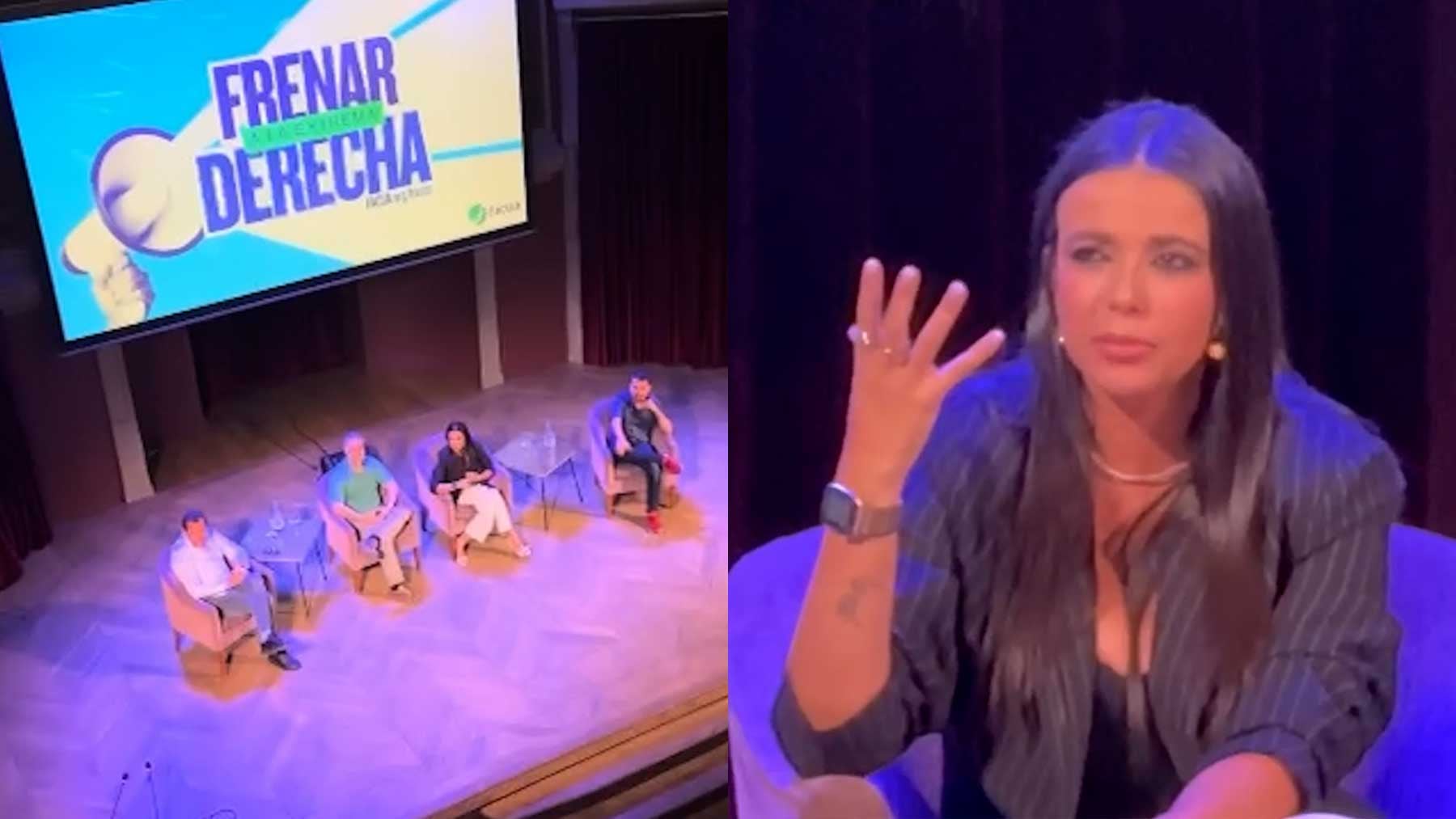 Retratan a Sarah Santaolalla en un acto de extrema izquierda: Sois cómplices del gobierno más feminista, lleno de salidos y de puteros