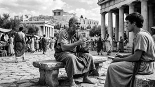 Sócrates. Imagen generada con IA.