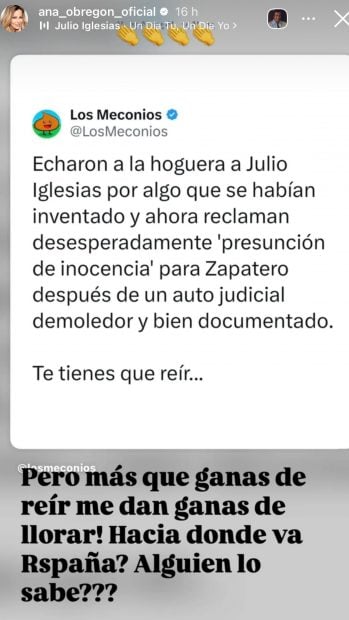 El mensaje de Ana Obreg&oacute;n al PSOE. (Foto: Redes Sociales)