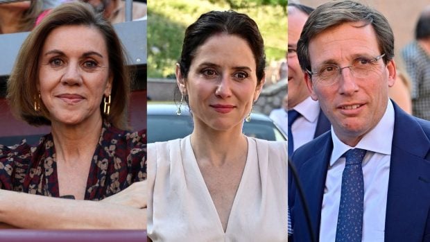 Mar&iacute;a Dolores de Cospedal, Isabel D&iacute;az Ayuso y Jos&eacute; Luis Mart&iacute;nez Almeida. (Fotos: Europa Press)
