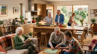 Ancianos en una residencia. Imagen generada por IA.