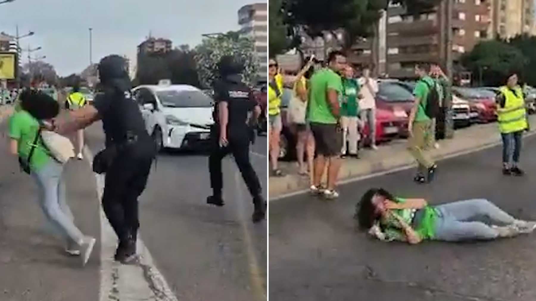 Expedientado un policía por empujar a una profesora en una concentración de la huelga en Valencia