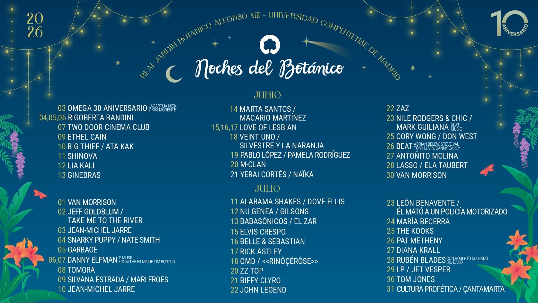 Cartel de Noches del Botánico 2026.