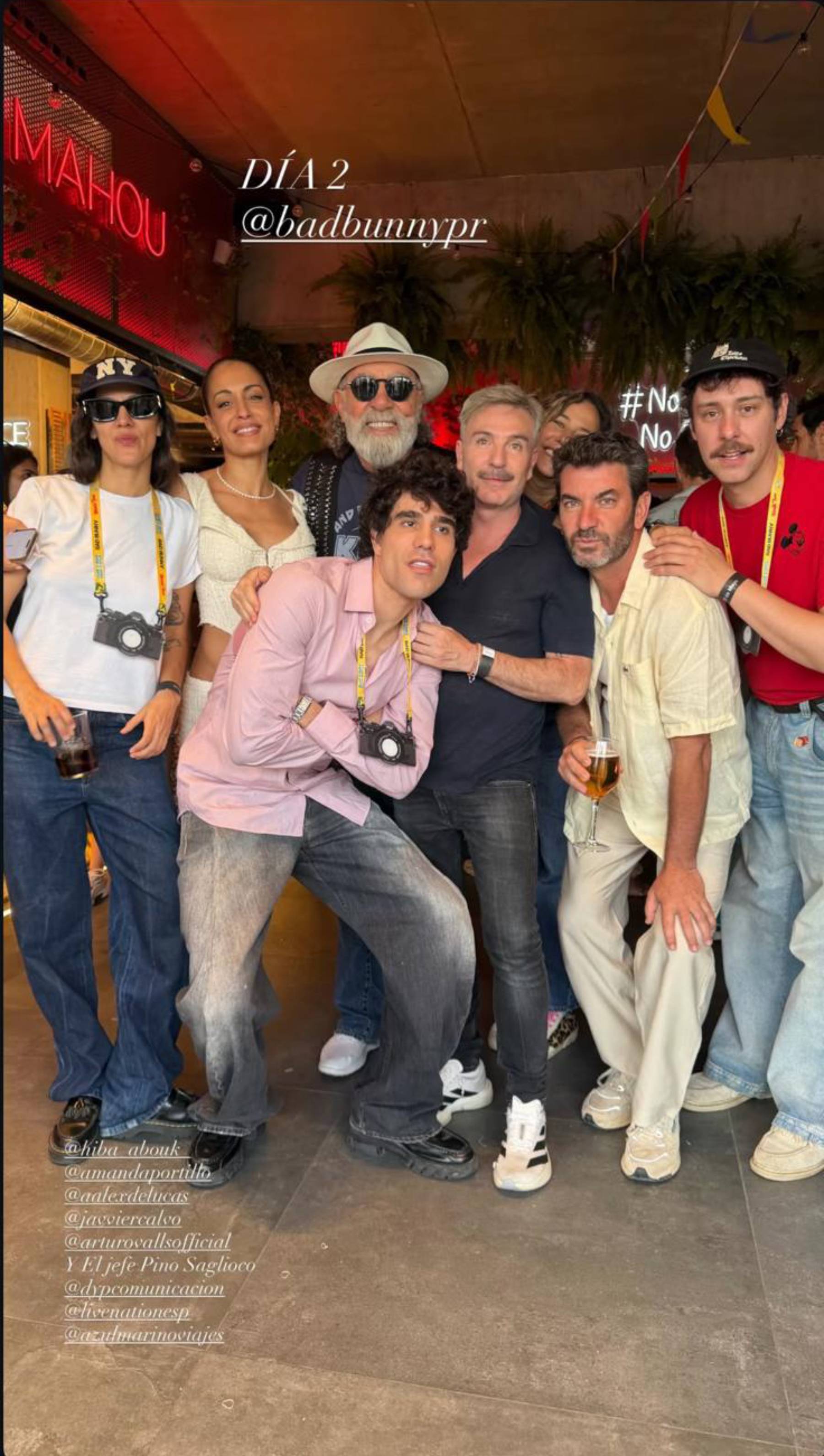 Hiba Abouk, Los Javis y Arturo Valls, entre otros, en el concierto de Bad Bunny en Madrid. (RRSS)