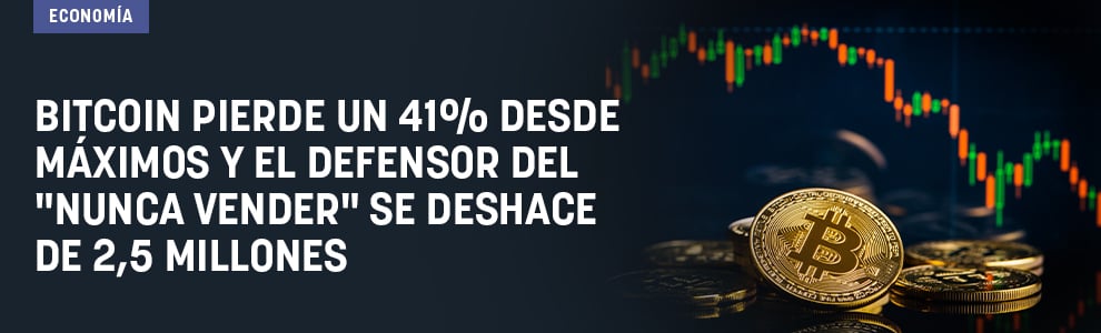 Bitcoin pierde un 41% desde máximos y el defensor del nunca vender se deshace de 2,5 millones