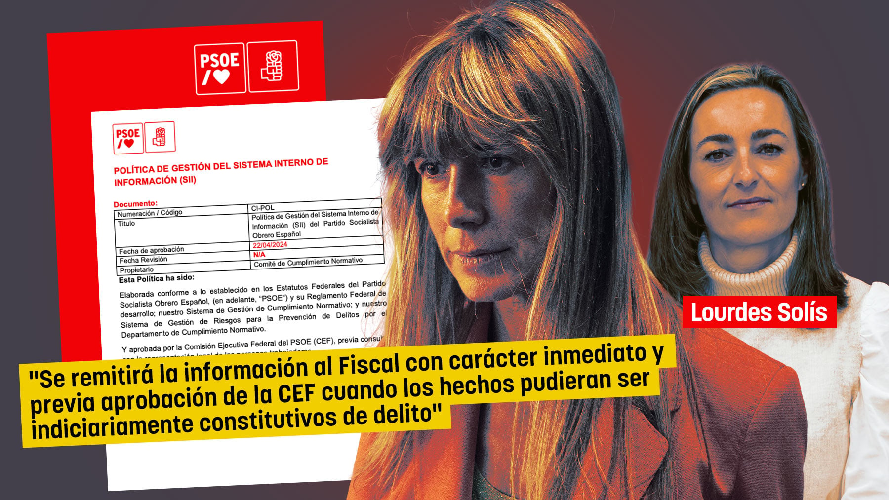 El PSOE aprobó en 2024 un protocolo anticorrupción dirigido por una amiga de Begoña que se incumplió a los 2 meses