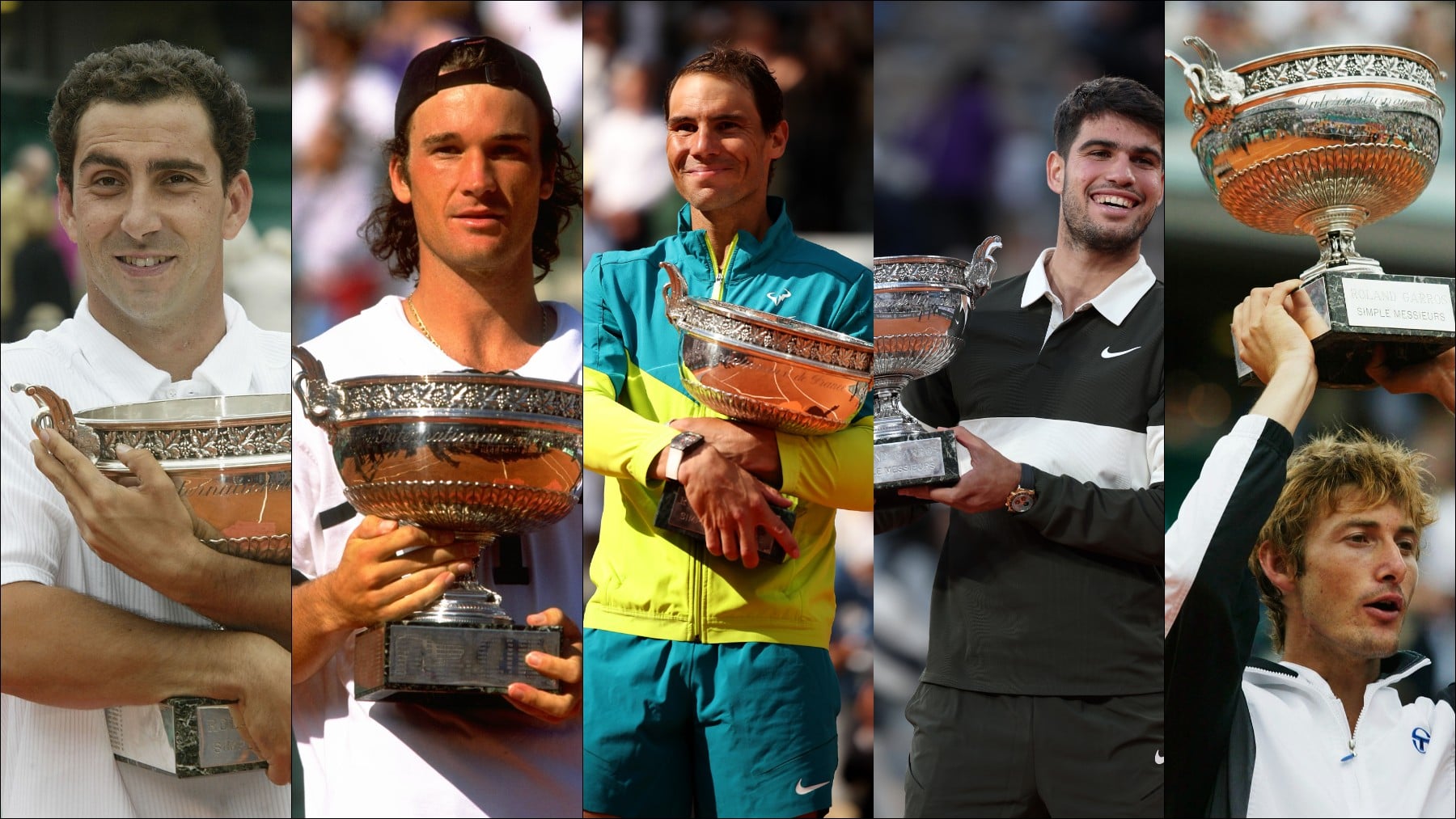 Montaje con los ganadores españoles en Roland Garros desde 1997. (Getty)