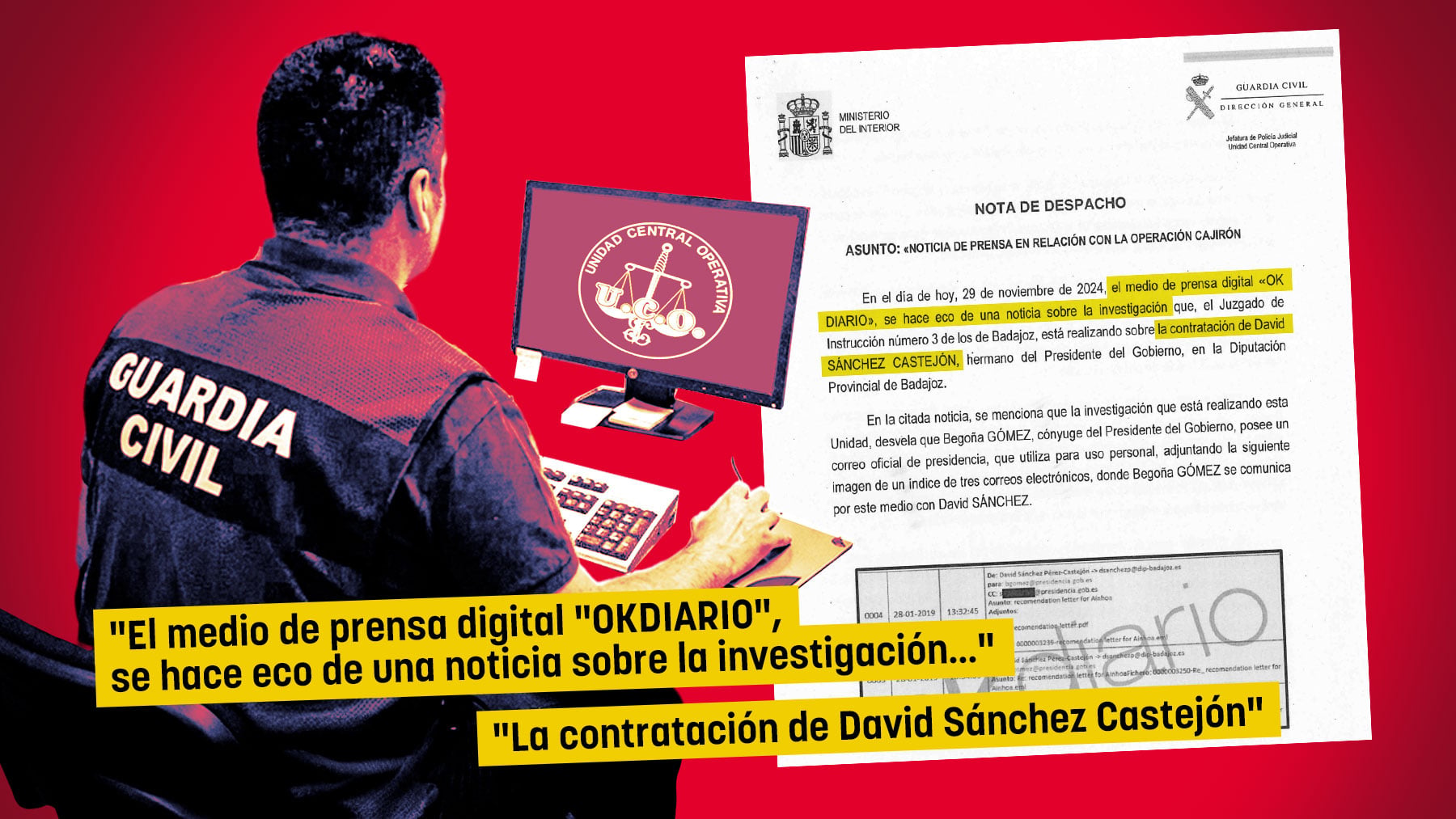 La Guardia Civil investigó a la UCO por una noticia de OKDIARIO por si era una filtración pero concluyeron que no