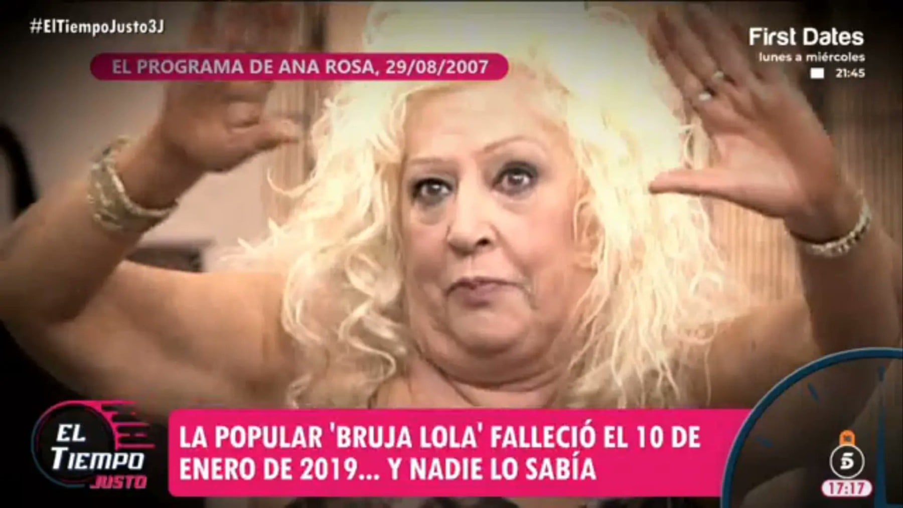 Pantallazo de ‘El tiempo justo’ informando d ela muerte de la bruja Lola