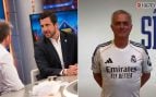 Enrique Riquelme durante su entrevista en El Hormiguero y la imagen del anuncio de Florentino Pérez emitido tras la entrevista (Atresmedia).