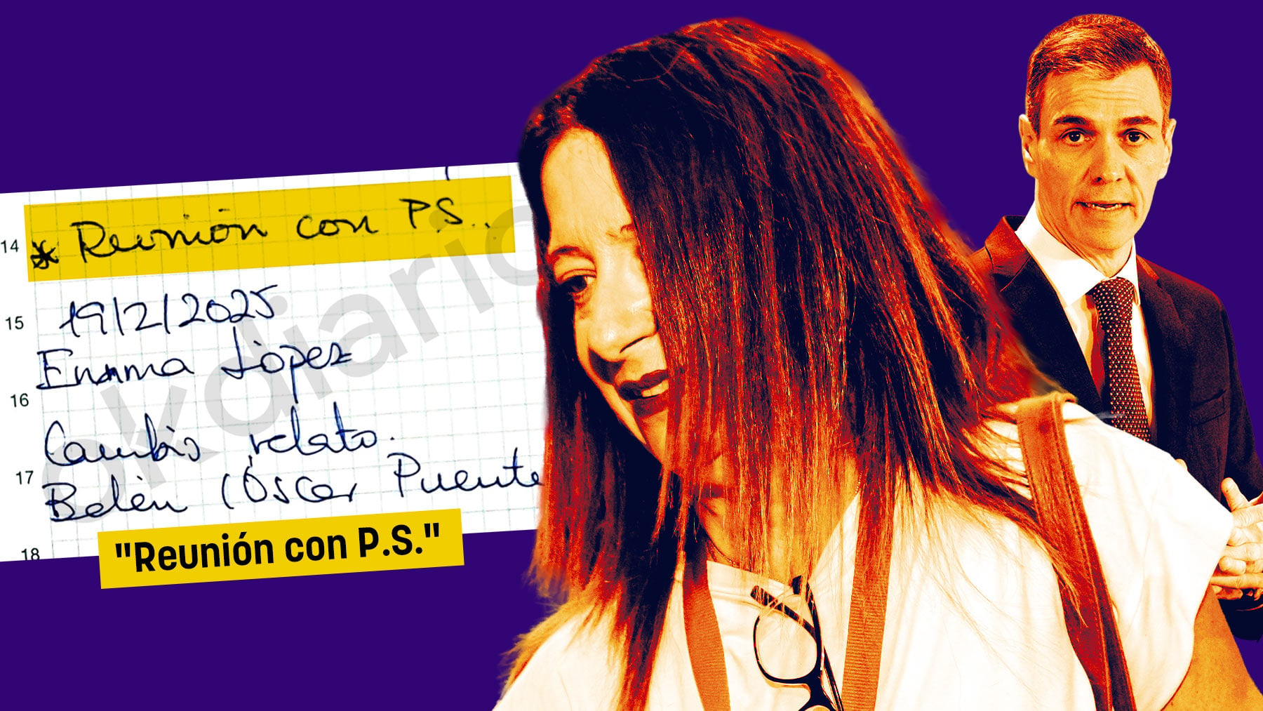 Leire Díez anotó una reunión con P.S. en su cuaderno de notas requisado por la Guardia Civil