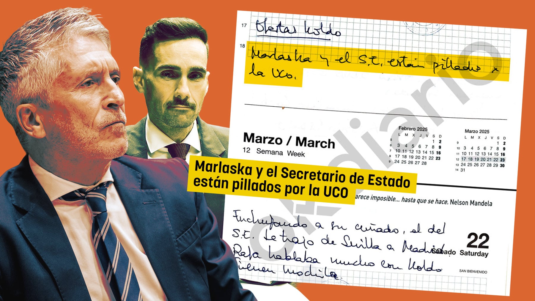 Leire Díez en una de sus libretas: Marlaska y el secretario de Estado están pillados por la UCO
