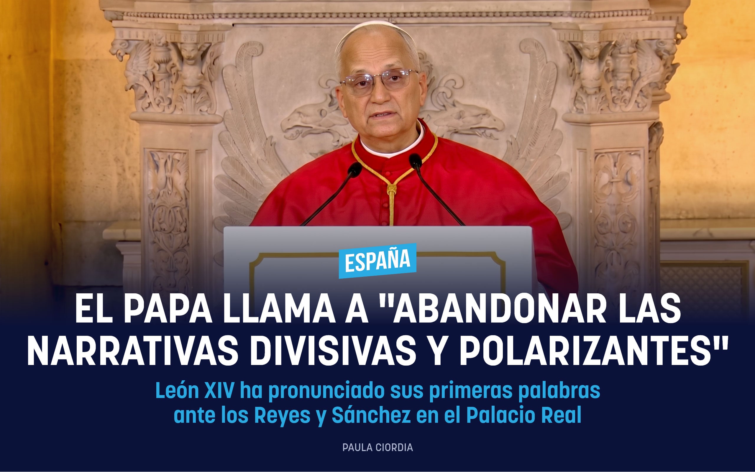 El Papa llama a abandonar las narrativas divisivas y polarizantes en su primer discurso en España