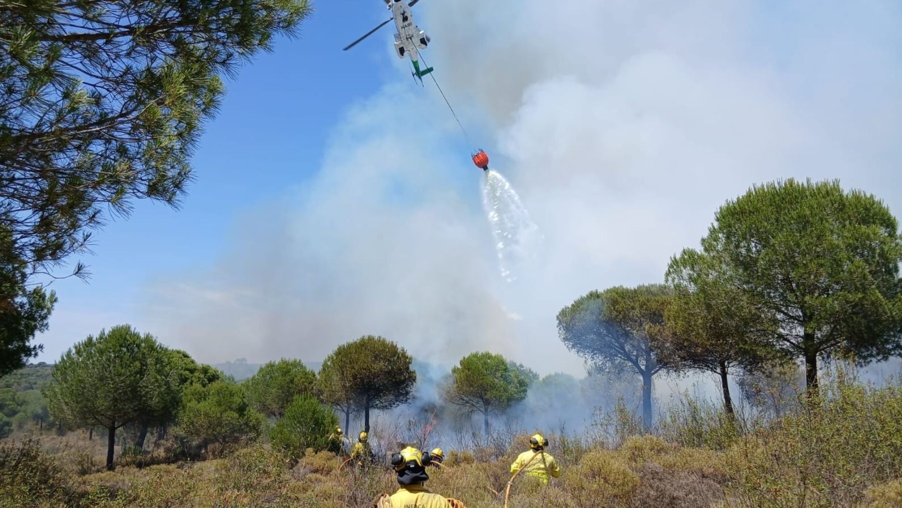Un incendio en Lepe (Huelva) obliga a desalojar a 115 menores de un camping