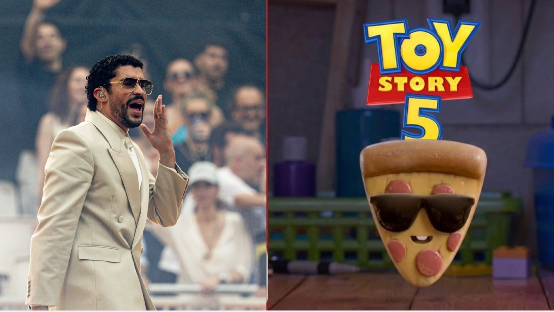 Bud Bunny (EP) y Pizza con Gafas de Sol, su personaje en ‘Toy Story 5’ (Pixar).