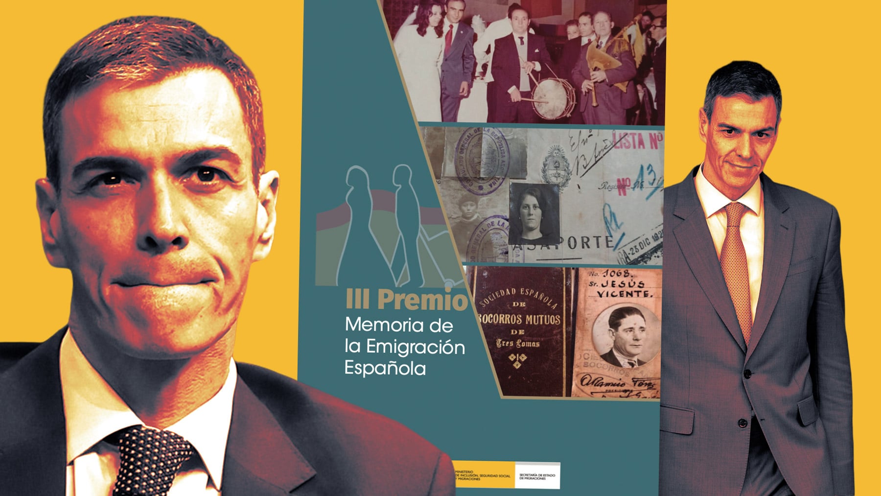 Sánchez y el libro ‘III Premio Memoria de la Emigración Española’.