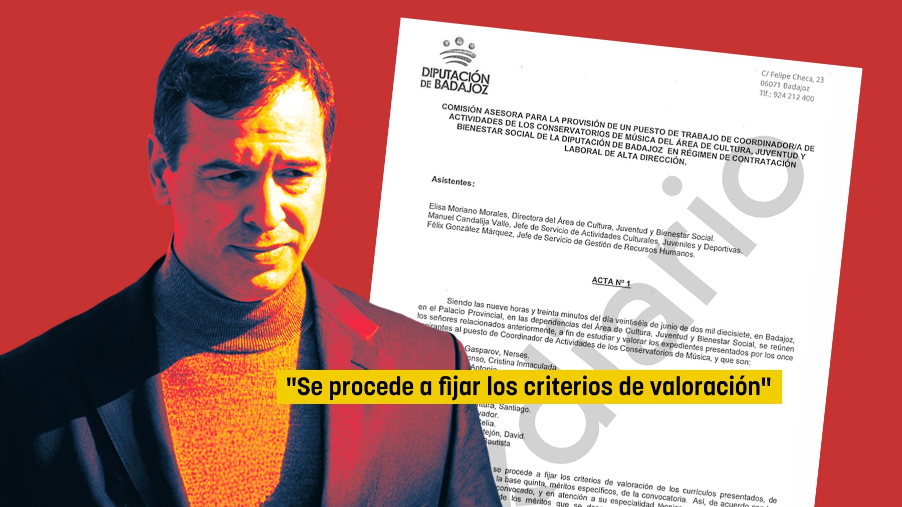 La Diputación fijó los baremos para puntuar a los aspirantes tras recibir el currículum del hermano de Sánchez