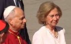 León XIV y la Reina Sofía en la Catedral de la Almudena. (Foto: Antena 3)