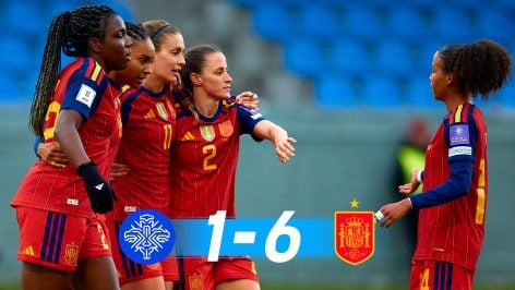 Las jugadoras de la Selección celebran un gol ante Islandia. (RFEF)