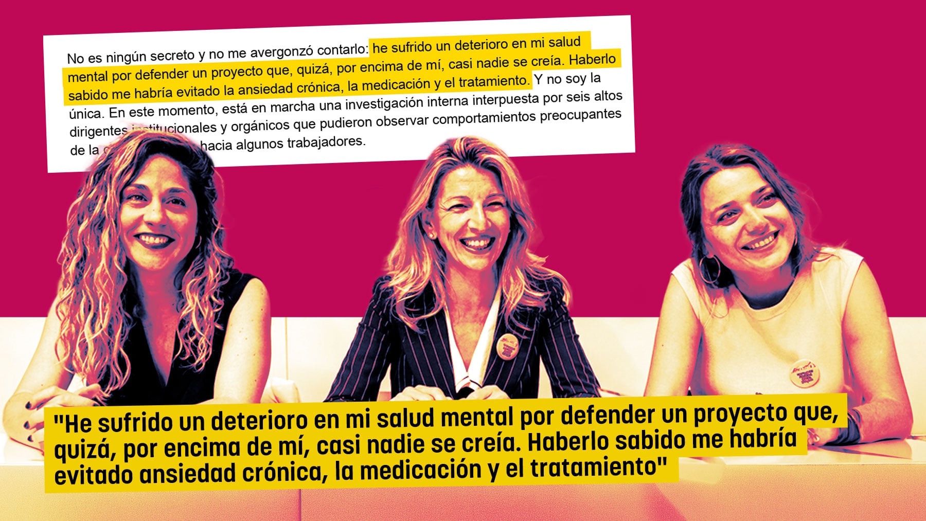 La secretaria de Organización de Sumar denuncia acoso laboral en su carta de dimisión: Me provocó ansiedad y medicación
