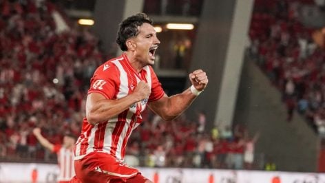 El Almería celebrando un gol contra el Castellón.