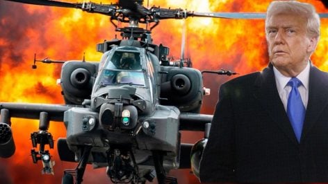 Helicóptero Apache y Trump. (Armapedia y Getty)
