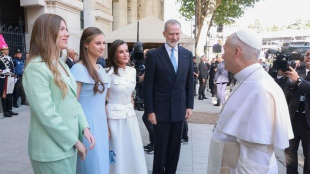 La Familia Real y el Papa León XIV. (Foto: EFE)
