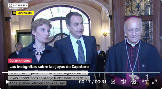 Javier Ruiz muestra cómo la mujer de Zapatero llevaba las joyas incautadas en una visita al Vaticano