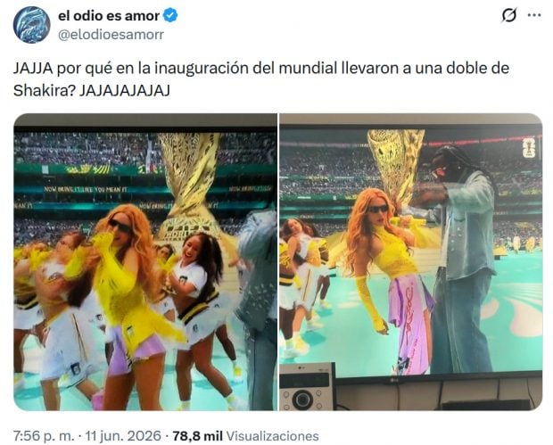 Comentario sobre una supuesta doble de Shakira en la inauguración del Mundial 2026. (X)