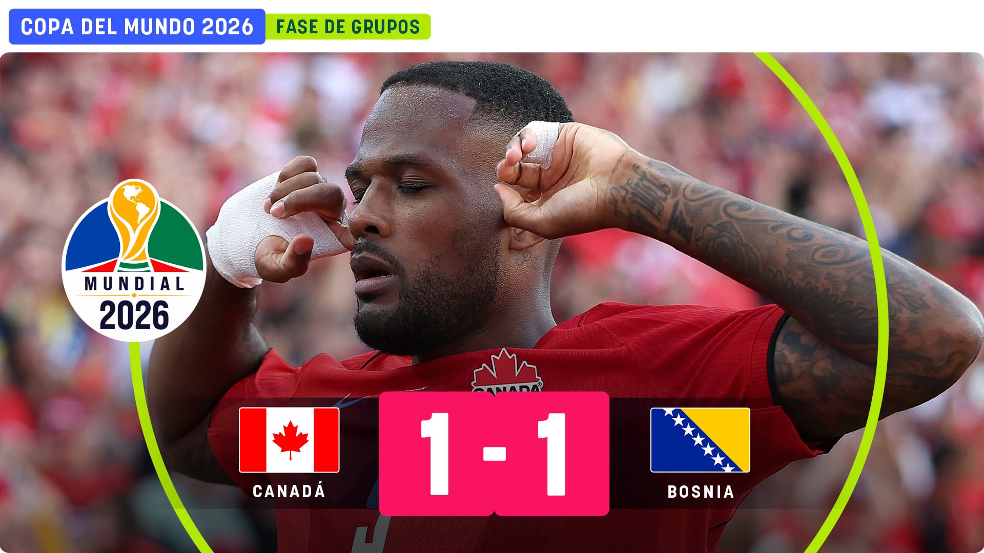 Larin rescata a Canadá en el debut de su Mundial ante Bosnia y Herzegovina