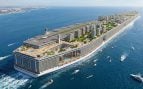 Recreación de la primera ciudad flotante del planeta: casi 1,6 kilómetros de largo y 80.000 personas a bordo (Imagen creada con IA)